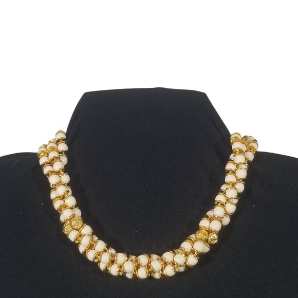 Mystery Choker Necklace with a Twist in White and Gold - Picture 1 of 9